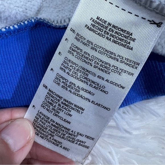 Adidas Gray & Blue Bubble logo Zip Front hooded sweatshirt jacket youth large - Picture 7 of 9